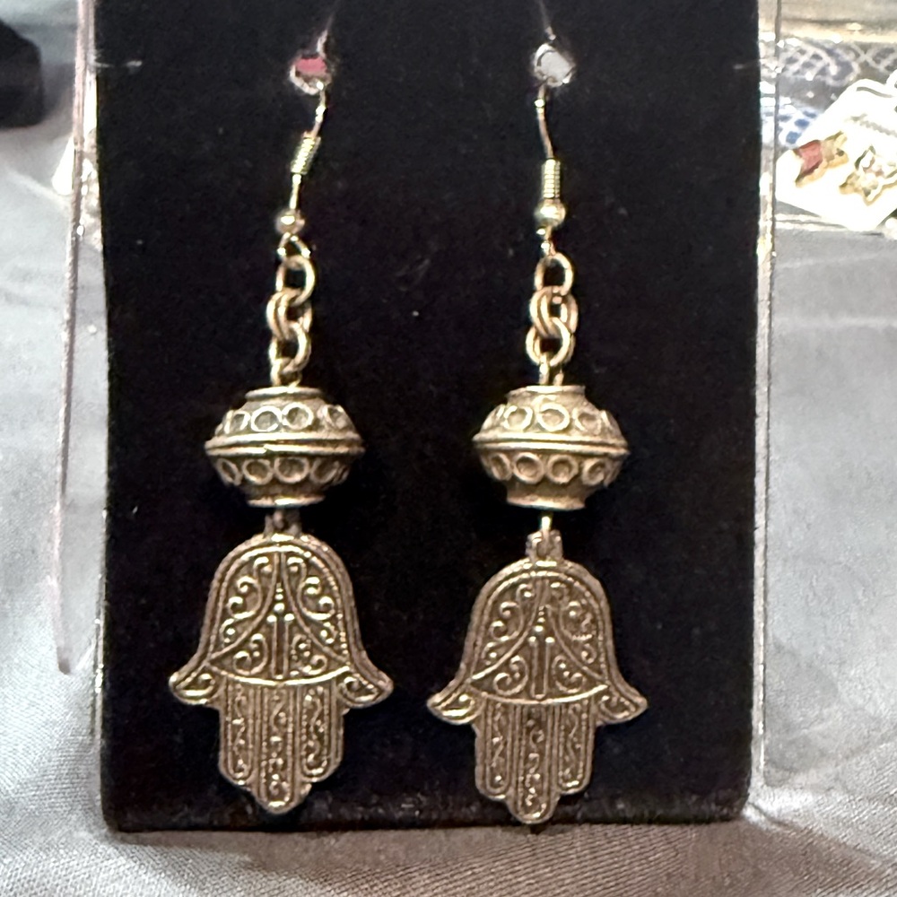 Silver Hamsa Earrings